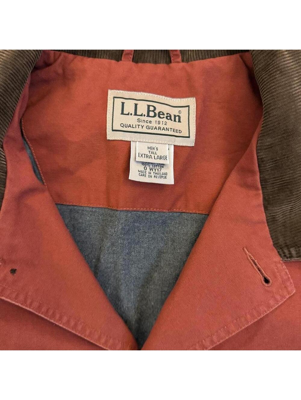 L.L.Bean red chore jacket with corduroy collar and cuffs. Size XL tall #workwear - Picture 3 of 7